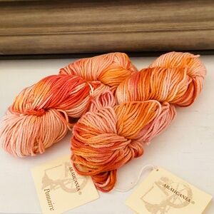 Lot Of 2 Pomaire Multy from Araucania Yarns Hand Dyed Cotton Orange Pink Aran